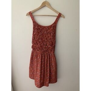 Free People Petunia Mini Dress Ditsy Floral Print Pink M Apron Dress Smocked